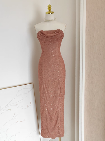 Sheath Strapless Sequin Party Dress Holiday Birthday Outfits For Women SD359